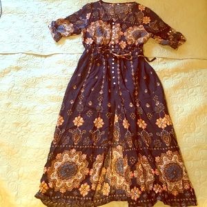 Sexy Bohemian Designed Button Down Dress
